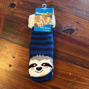 Blue Striped Sloth Kids Socks